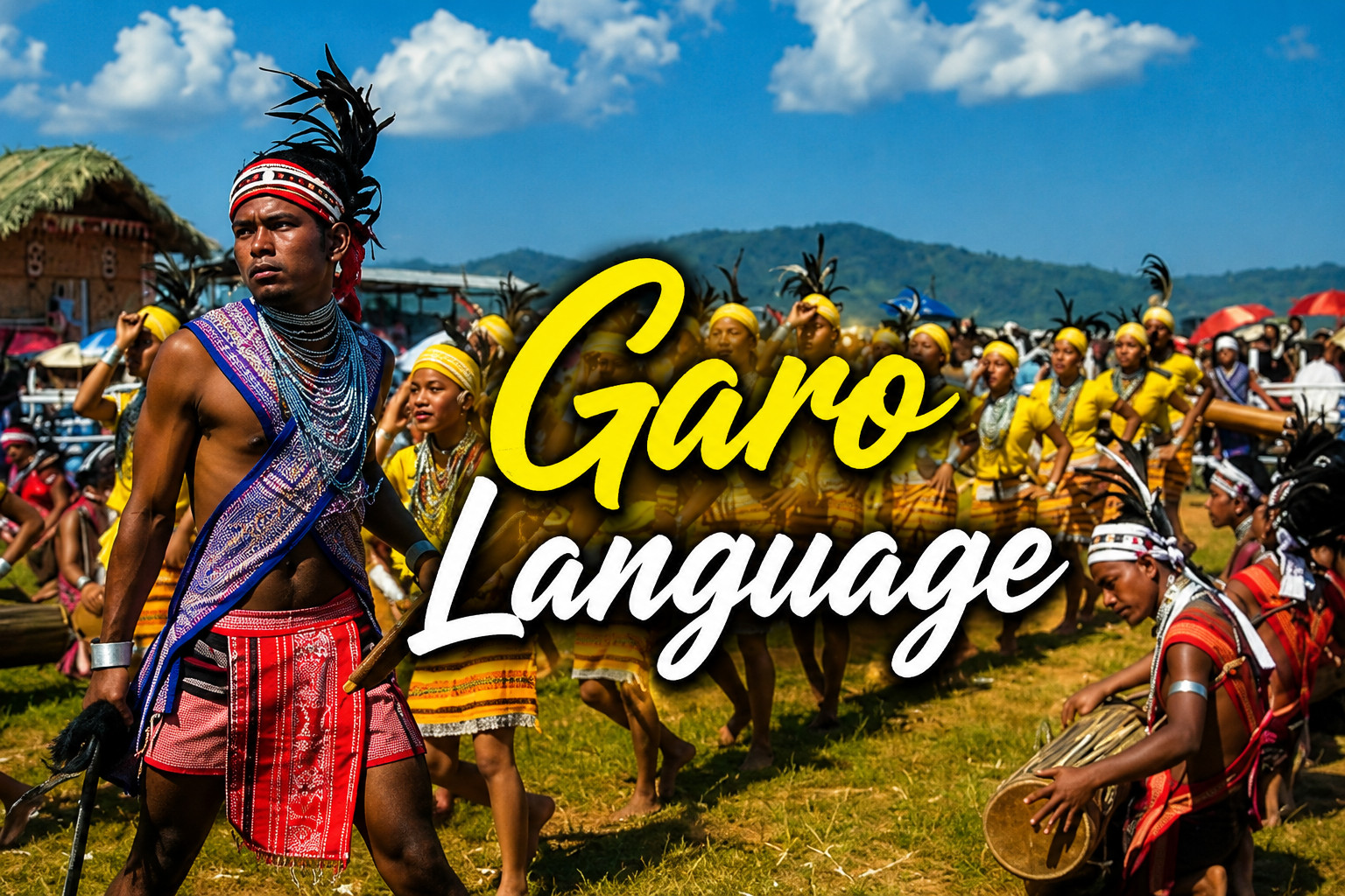 Garo tribal people performing traditional cultural dance in Meghalaya representing Garo language and heritage learning